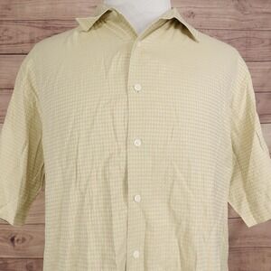 Axist Surf Soft Shirt Mens 2XL Yellow Geometric Short Sleeve Button-Up